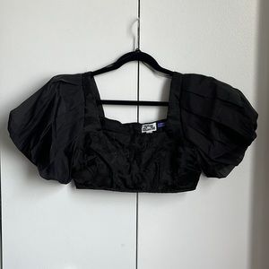 Future Collective (Kahlana Barfield Brown) Puff Sleeve Crop Top, US 6